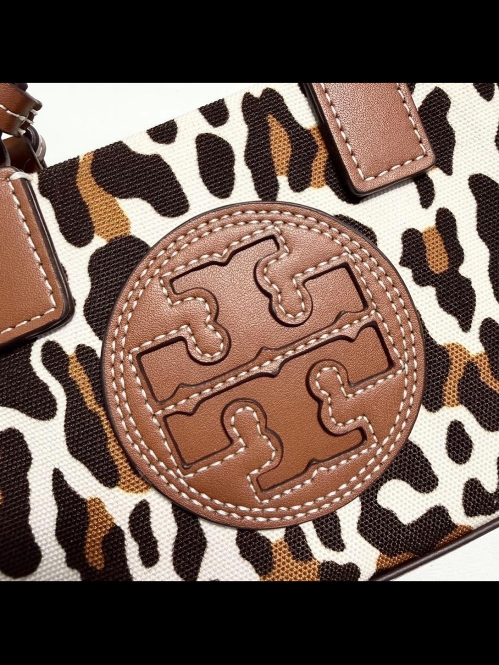 Tory Burch Brown and White Leopard-Print Canvas Satchel - Picture 12 of 15